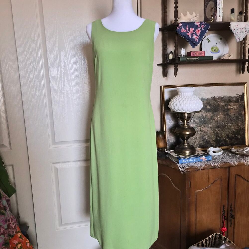 Studio I Petite Lime Green Sleeveless Maxi Dress Women's Petite 8 Sheath